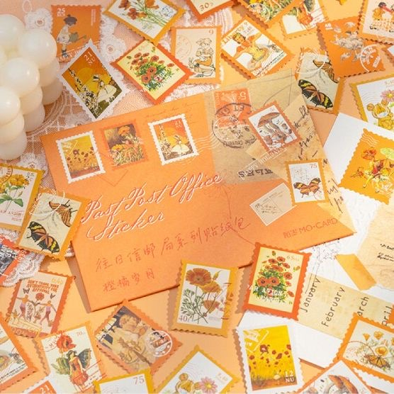 

10 lembar sticker perangko deco sticker planner DIY scrapbook journal kit