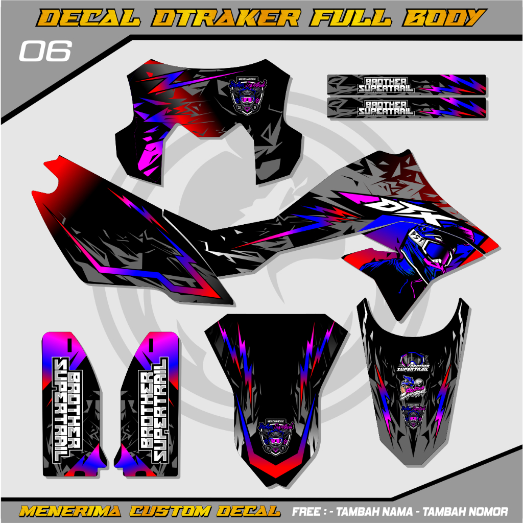 Stiker Decal Dtracker Dtx 150 Supermoto Full Body Ungu