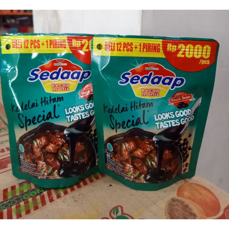 

kecap sedaap spesial 60ml beli 12 bonus piring