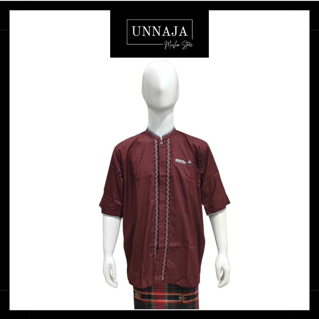 UMS - Baju Koko Jumbo Dewasa / Pakaian Muslim Katun Bigsize / Atasan Baju Muslim Pria / Baju Koko 3L