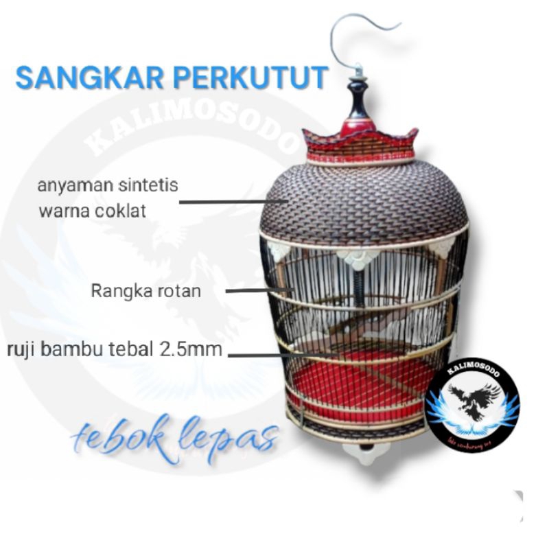 Sangkar burung perkutut rotan mahkota king