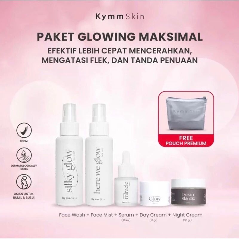 KYMM SKIN PAKET GLOWING PREMIUM 5IN1 FREE POUCH || Kymm skin 1 Paket || kymm skin original