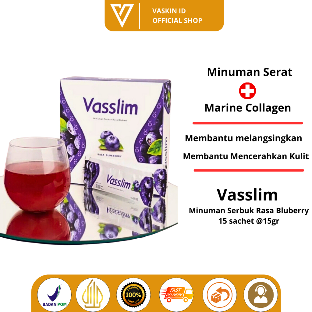 Vasslim Fiber Drink Collagen Diet Penurun Berat Badan Pencerah Kulit