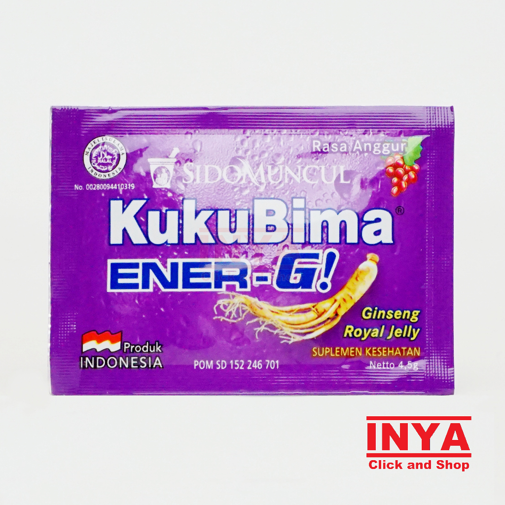 

Kuku Bima Ener-G Gingseng Royal Jelly Rasa Anggur 4.5gr Sachet - Minuman Energi Bubuk - Energy Drink Powder