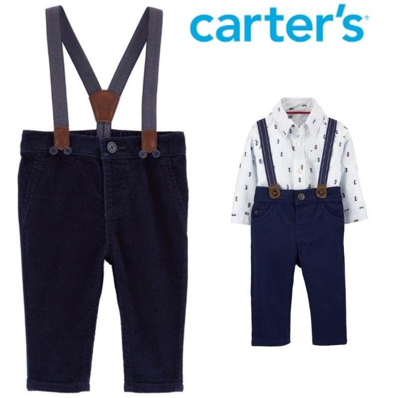 ISKAoutfit Celana panjang bayi suspender celana anak Corduroy