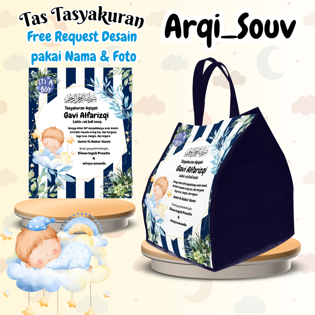 60 Pcs Tas Tasyakuran 7 Bulanan Kehamilan Aqiqah Mengenang Wafat Custom Desain Muat Box Bento