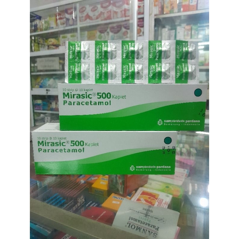 Mirasic 500 mg 10 Kaplet / obat penurun panas tablet untuk dewasa/ paracetamol 500mg