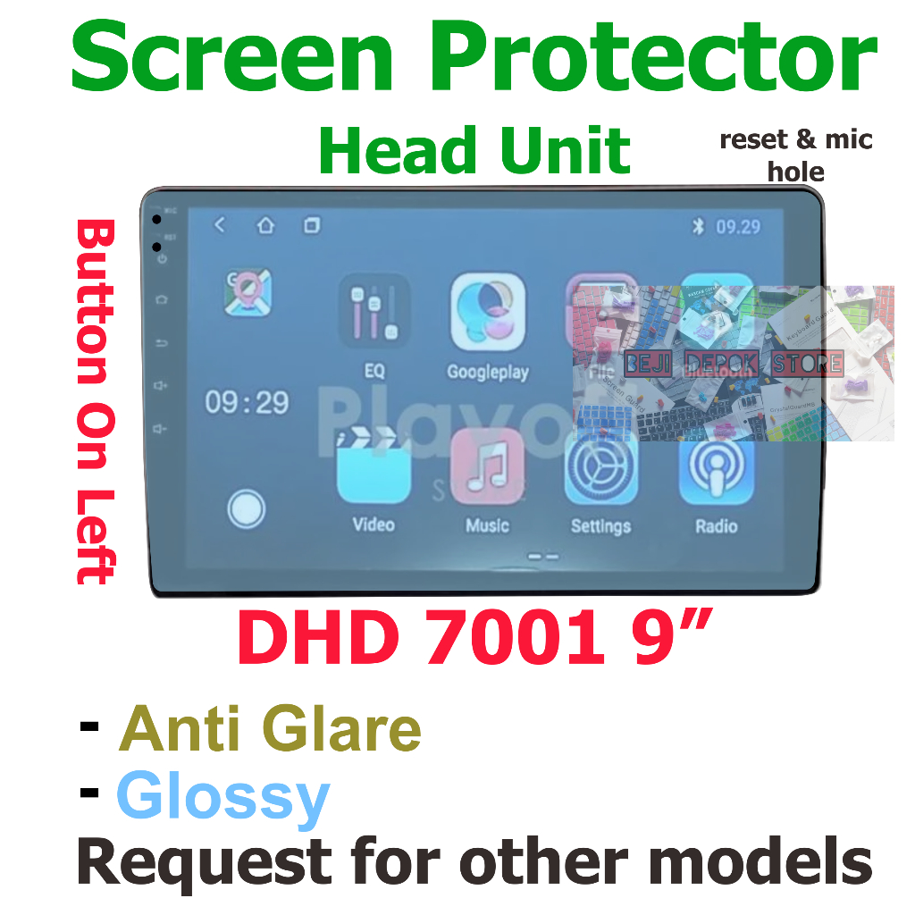 DHD 7001 Head Pelindung Layar Head Unit Mobil 9 Inci DHD 7001 Tombol Kiri Unit mobil 9 inch Screen P