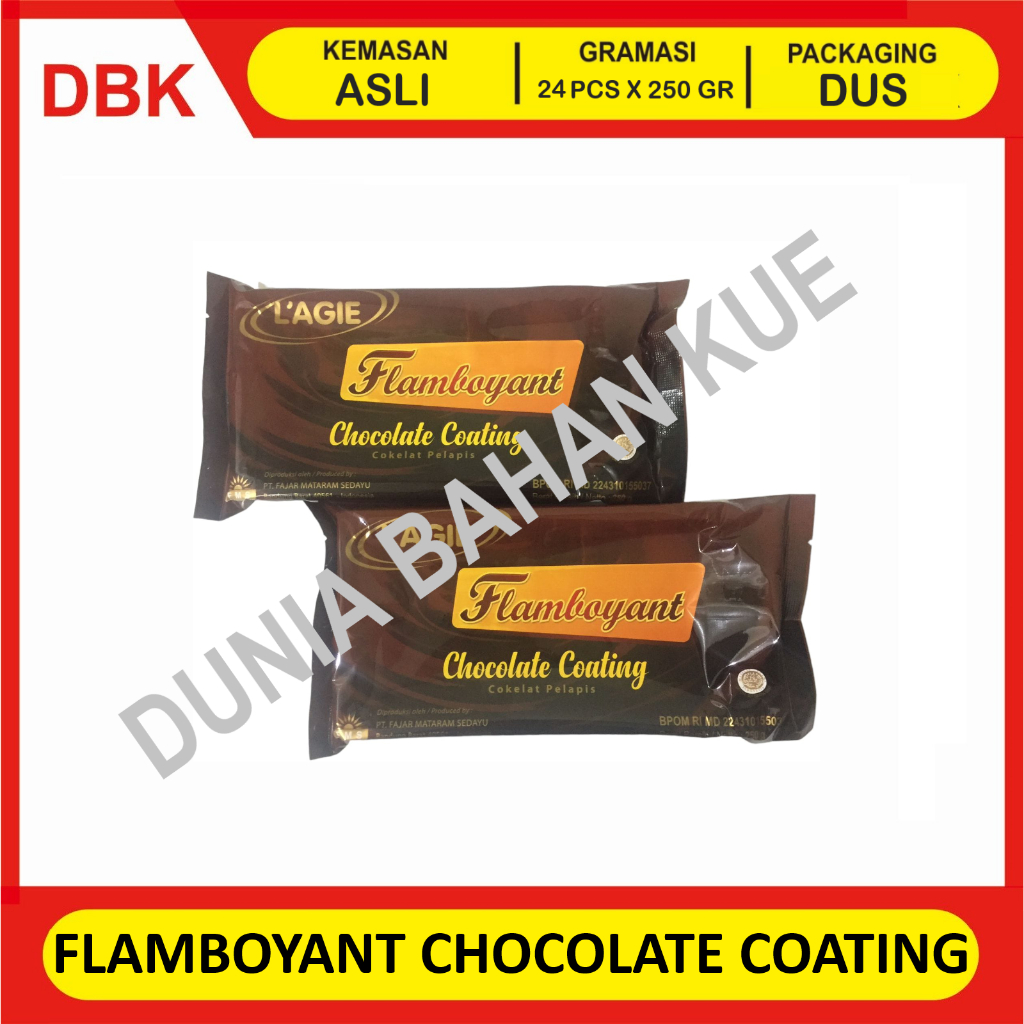 

LAGIE FLAMBOYANT CHOCOLATE COATING 250 GR/COKELAT PELAPIS- 1 DUS 24 PCS