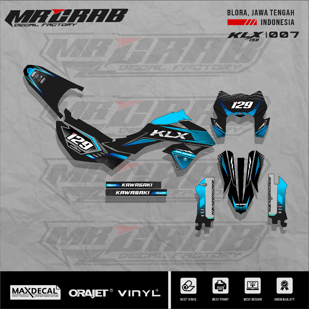 DECAL STICKER KLX 150 SM - DECAL KLX 150 SM PREMIUM FULL BODY CUSTOM 07