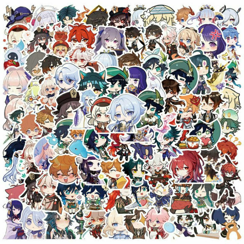 

20/40/60 Pcs Stiker Anime Stiker Pak Anime Stiker Anime Genshin Impact