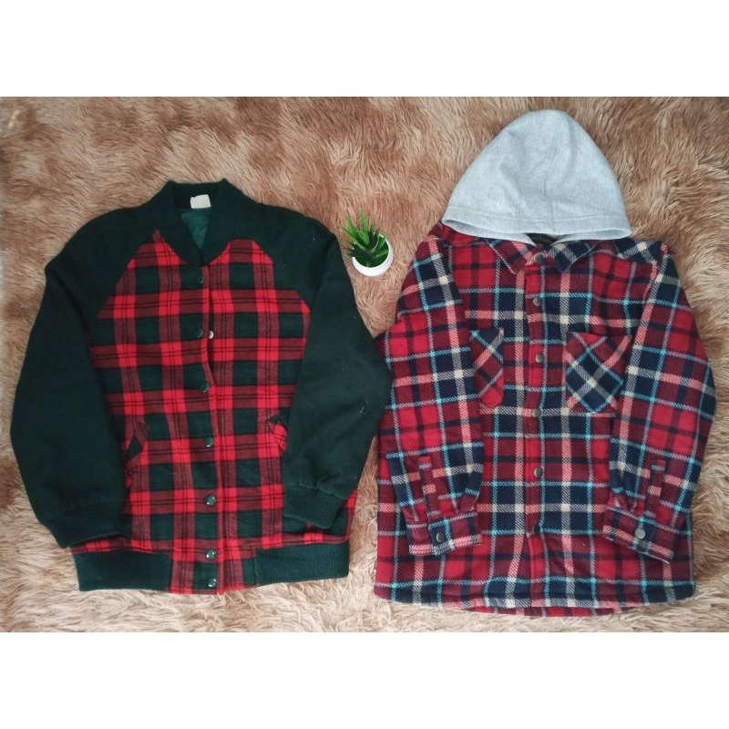 Bomber tartan anak second