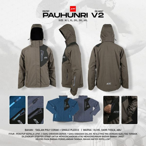 JAKET AREI REI EVO PAUNHUNRI V2 | BLACK GREY DARK TOSCA WATER REPPELENT ATMOS CRABLER MAMOTH SUMBING