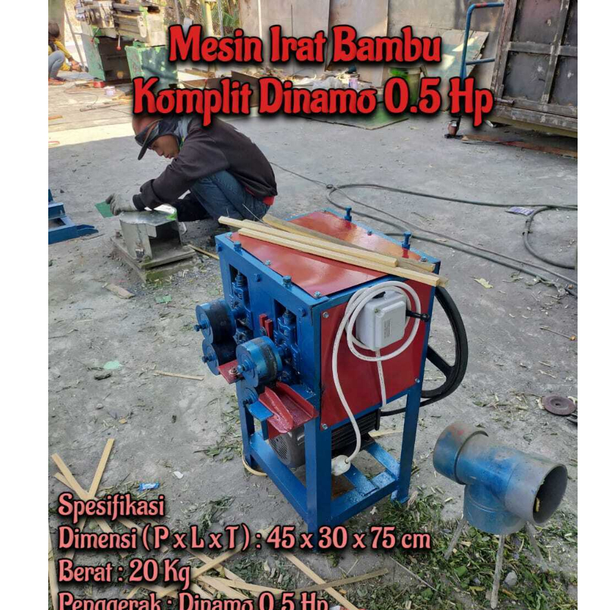 Mesin Irat Bambu Komplit Dinamo 0.5 Hp