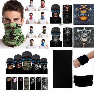 Masker baf bandana dewasa cowok cewek multifungsi warna hitam polos tengkorak dan loreng bisa untuk 