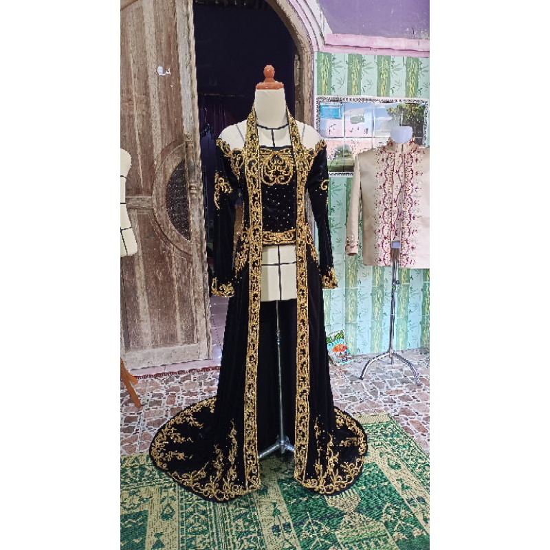 kebaya bludru kutubaru pengantin/kebaya bludru ekor
