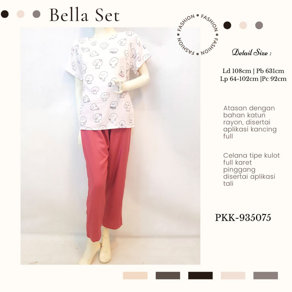 Setelan Rayon CP Kombinasi All size - Setelan Lengan pendek - Celana panjang
