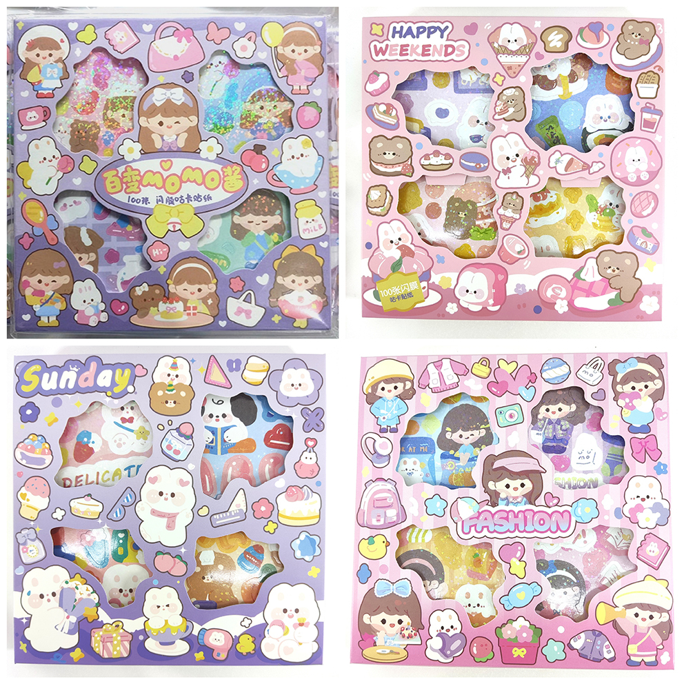 

Sticker MINI Hologram Glitter - 100 Lembar With Box - Stiker Anak - Deco Aesthetic