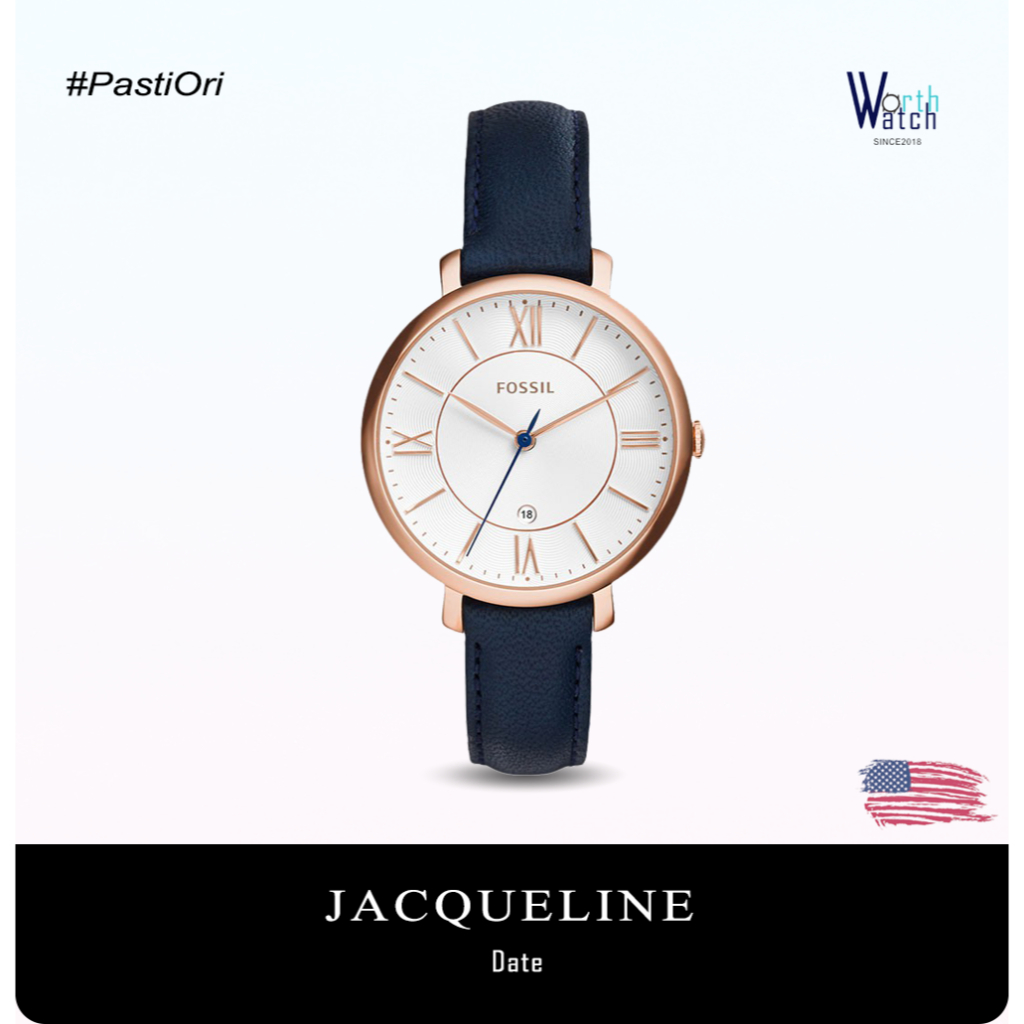 [PROMO] Jam Tangan Wanita Minimalis Mewah Tanggal Aktif Navy Leather Strap 36mm Tahan Air