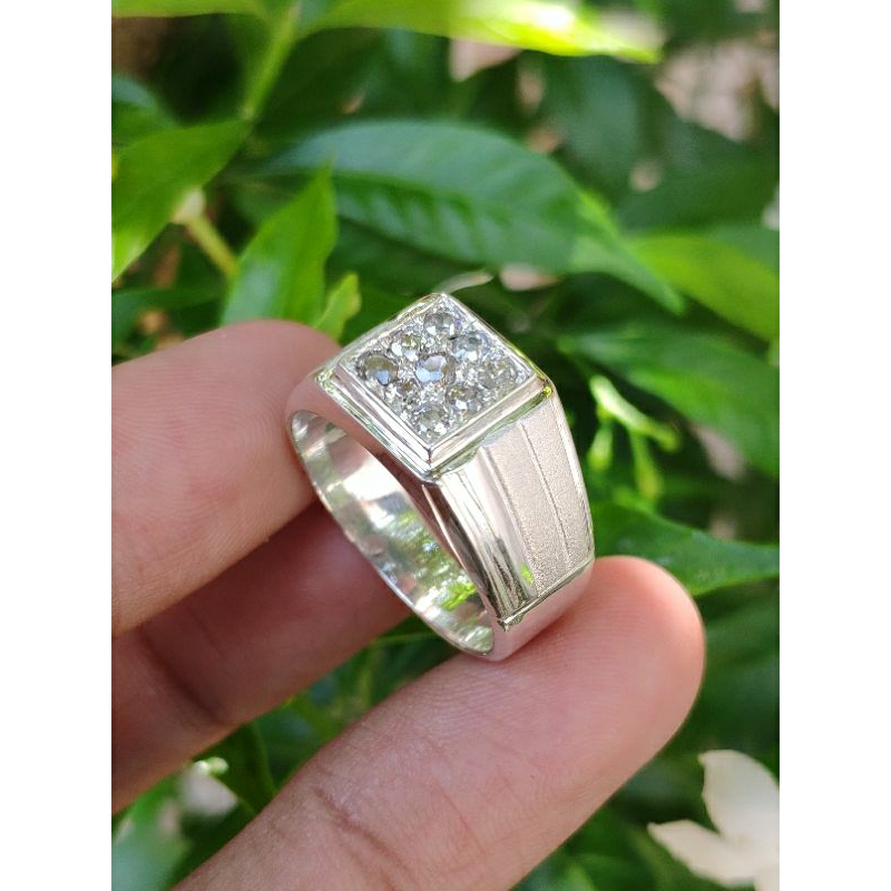 cincin pria full berlian ring silver handmade cincin cowok berlian Banjar asli cincin simple cincin 