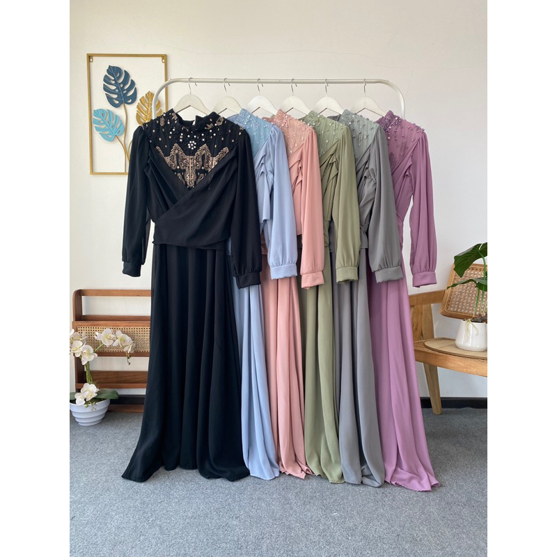NUETA SIGNATURE LONGDRESS / Baju pesta simple elegant gamis pesta brokat