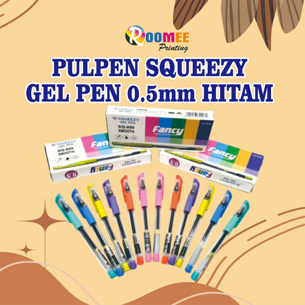 

PULPEN GEL MURAH (3 pcs) SQUEEZY FANCY SQ-889 0.5mm HITAM