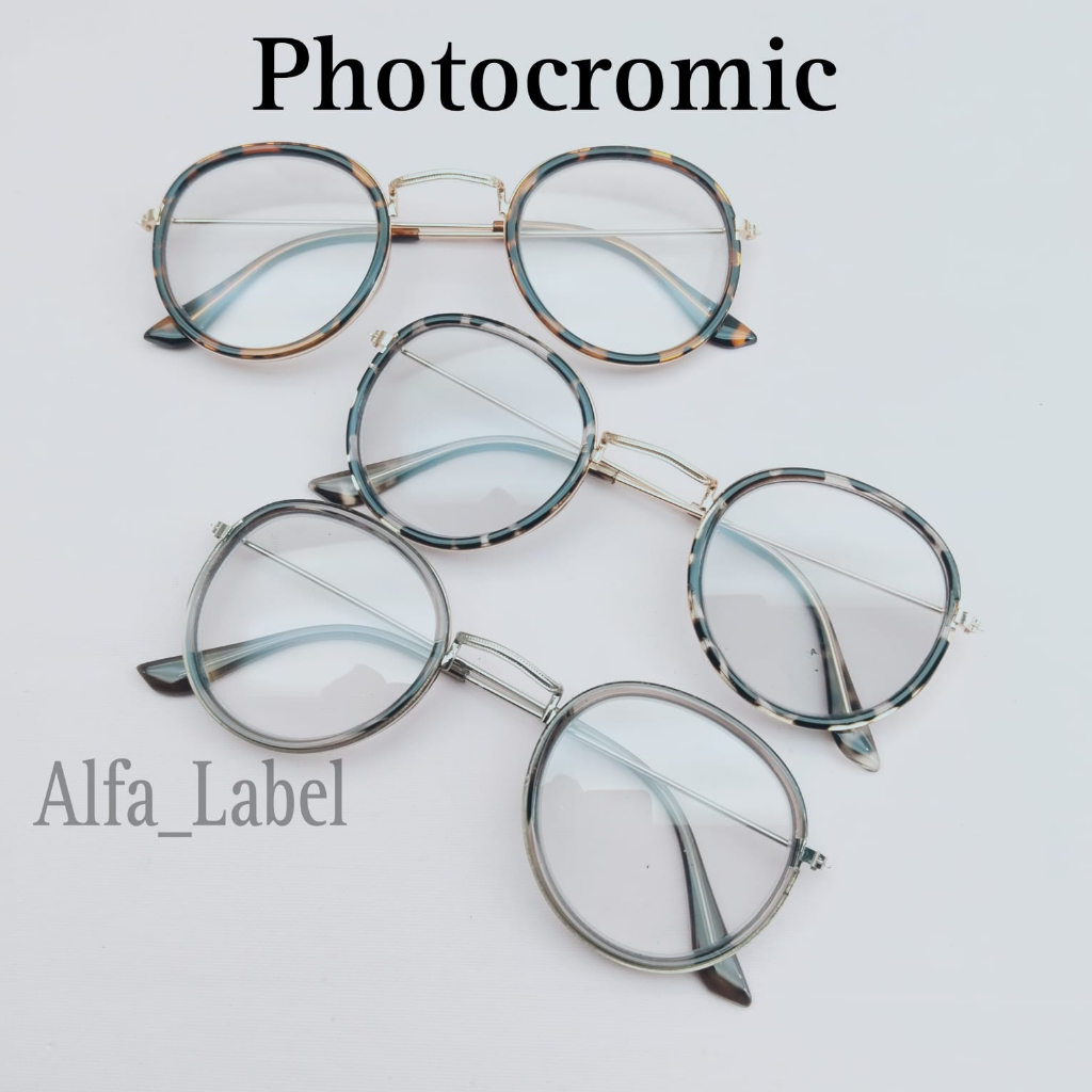 Kacamata Frame Bulat Kacamata Wanita dan Pria Gaya Retro Round Eyeglasses Metal Frame