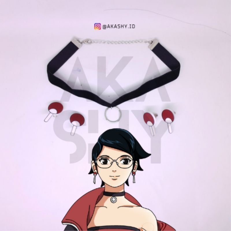 [akashy.id] Aksesoris Sarada time skip kalung sarada anting sarada uchiha anime boruto