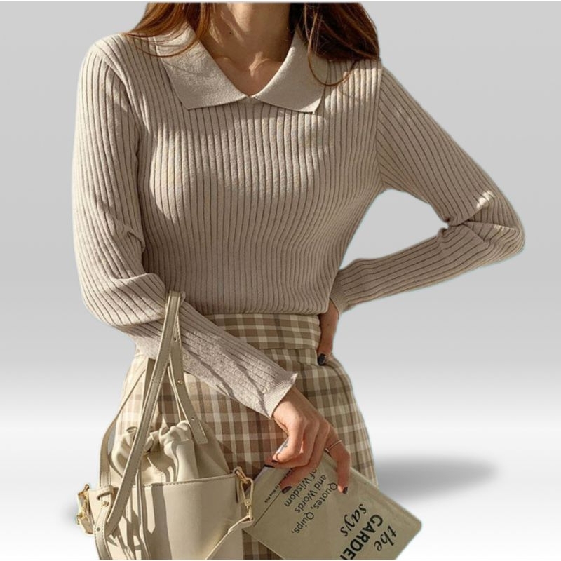 TIFAA LONG SLEEVE Baju Rajut Wanita, Model Korea / Atasan Wanita