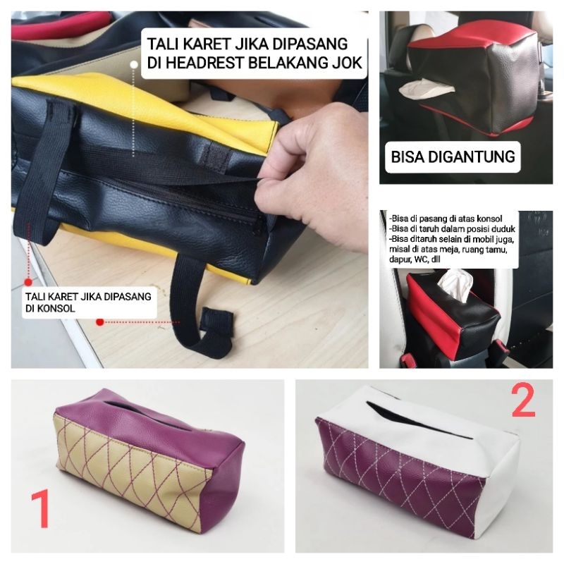 SARUNG KOTAK COVER BOX TISU TISSU TISUE TISSUE KULIT GANTUNG JOK KURSI MOBIL MEJA MAKAN RUANG TAMU D
