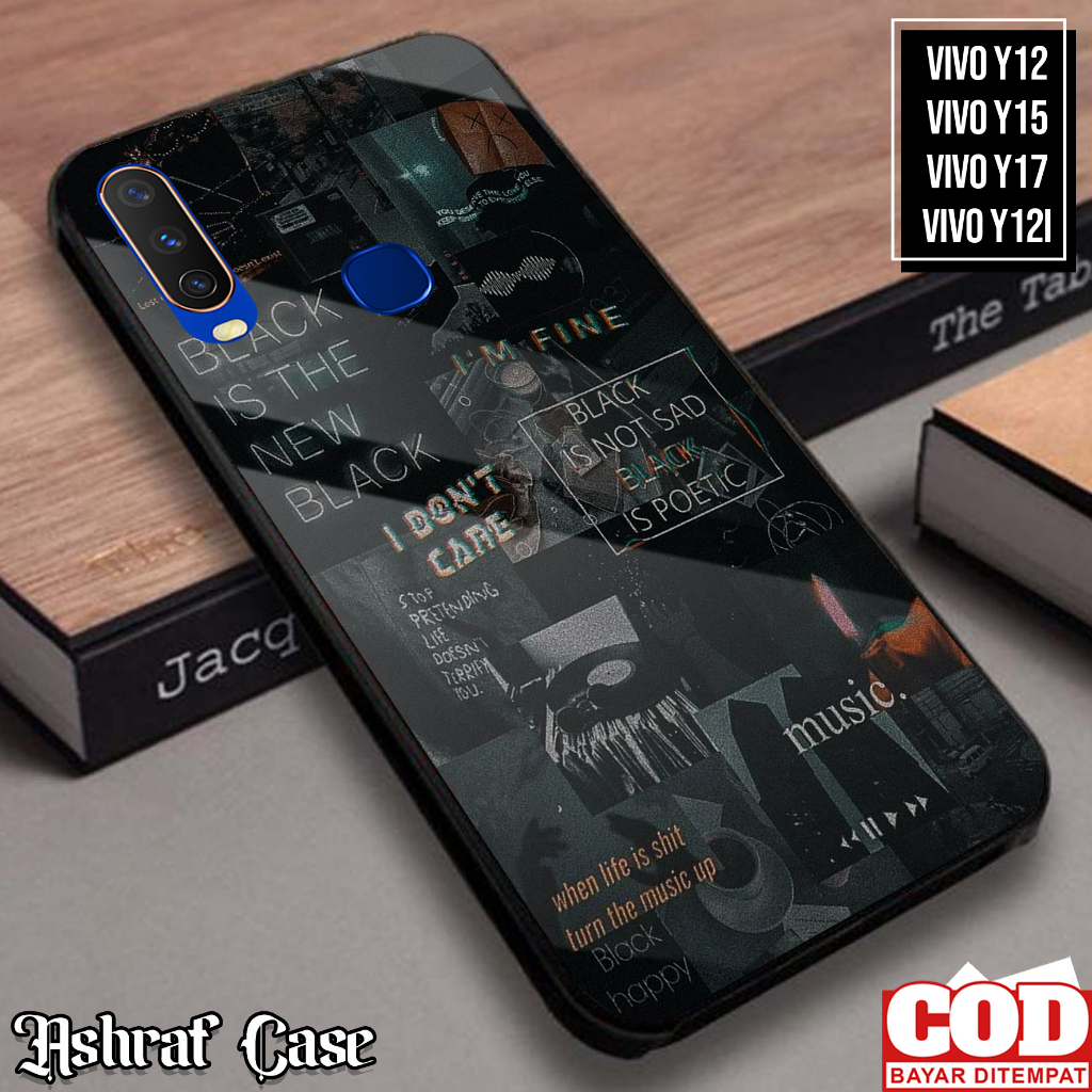 Case Vivo Y12/Y12i/Y15/Y17 - Casing Vivo Y12i/Y15/Y17 ( AESTH ) Softcase Glass Kaca - Kesing Hp - Si