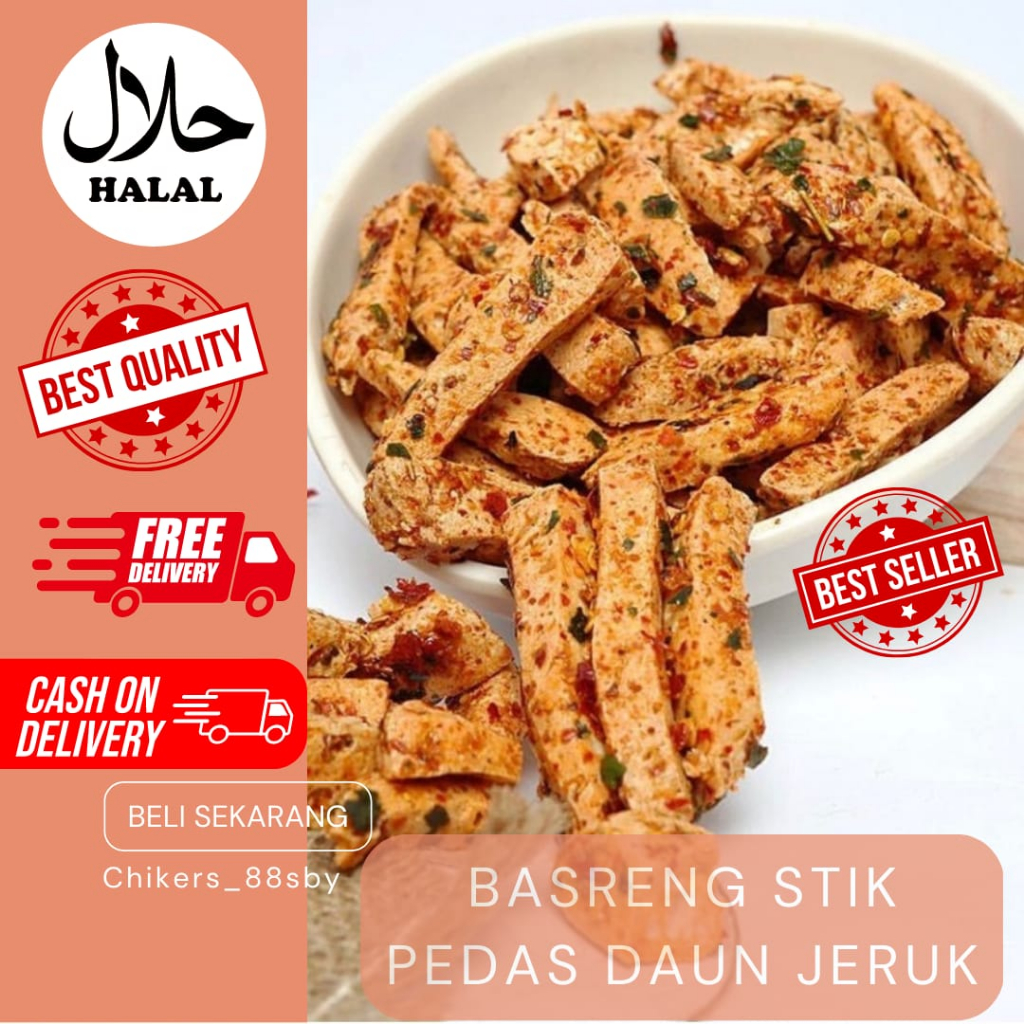 

Basreng Stik Xtra Pedas Daun Jeruk Matang Basreng Viral jajanan Murah camilan pedas 250 gram