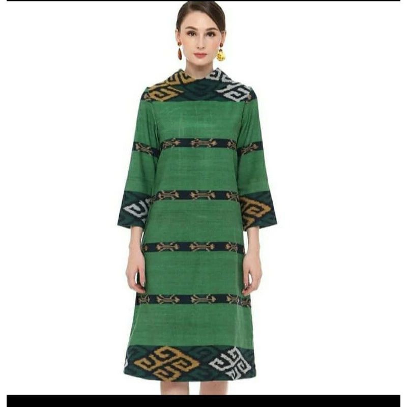 DRES TUNIK TENUN TROSO JEPARA MOTIF LEHER TUTUP