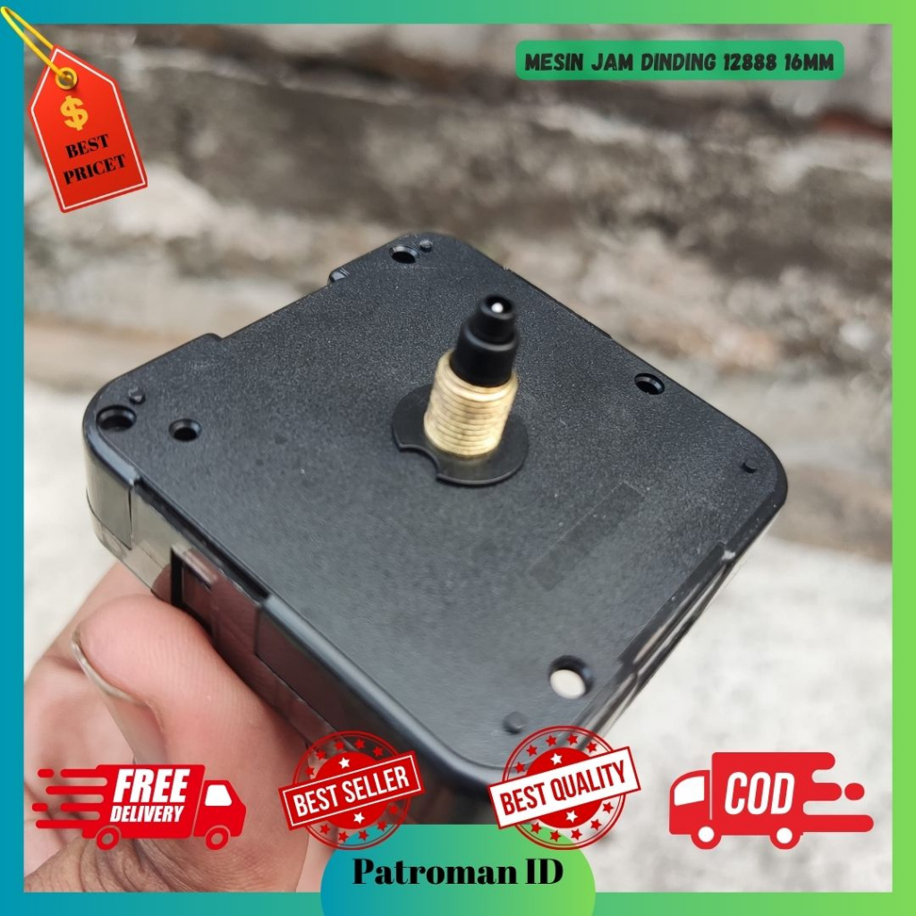 MESIN JAM DINDING 12888 16MM PLUS JARUM DAN RING BAUT MUTU BAGUS AWET
