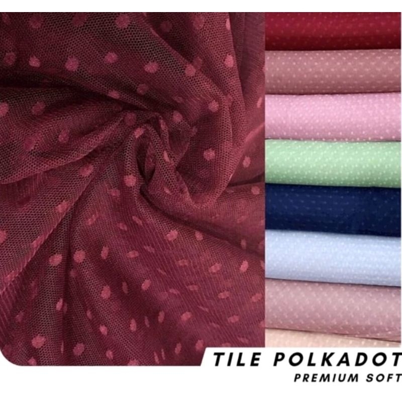 bahan/kain tile polkadot