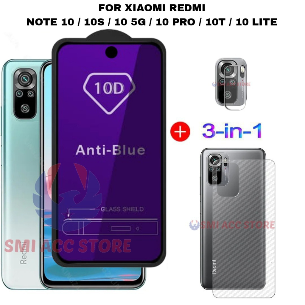 PAKET TG Redmi Note 10 10S / Note 10 5G / Note 10 Pro Tempered Glass Anti Blue 9H Anti Gores Pelindu