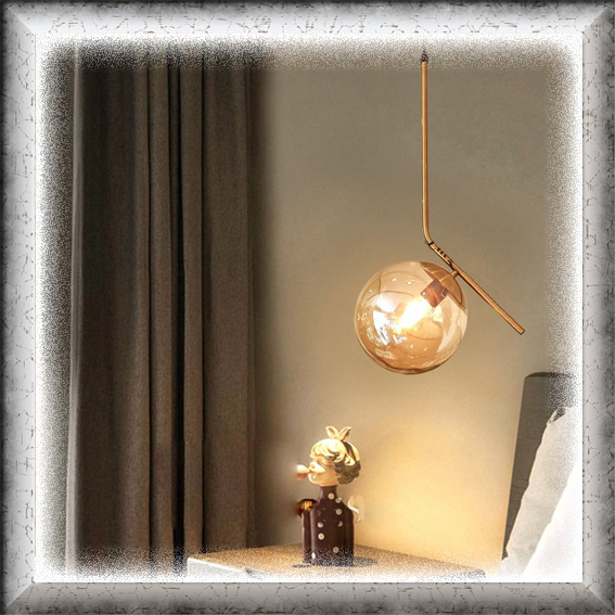Lampu hias gantung minimalis elegan POST MODERN CLEAR BROWN GLASS classic american simple pendant li