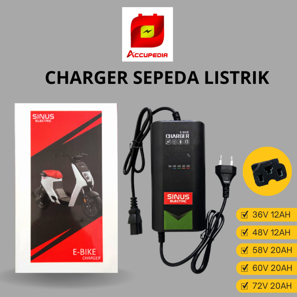 Charger aki battery sepeda listrik 36v 12ah - 48v 12ah -48v 20ah universal untuk selis