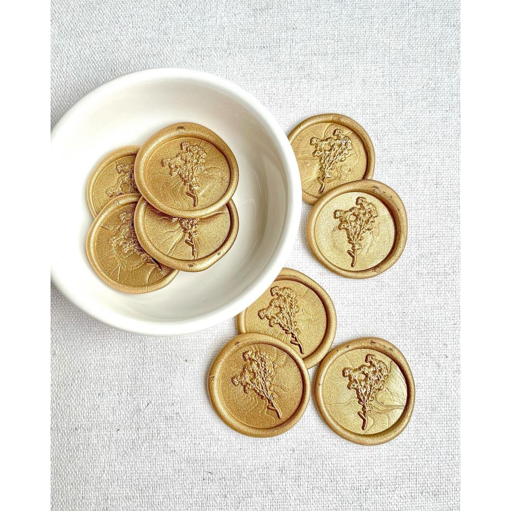 

(ASC) Cilantro (Antique Gold) - 1 Pcs Wax seal wax coin Vintage Siap pakai olive segel undangan DIY Sealwax undangan Tanpa MInimum