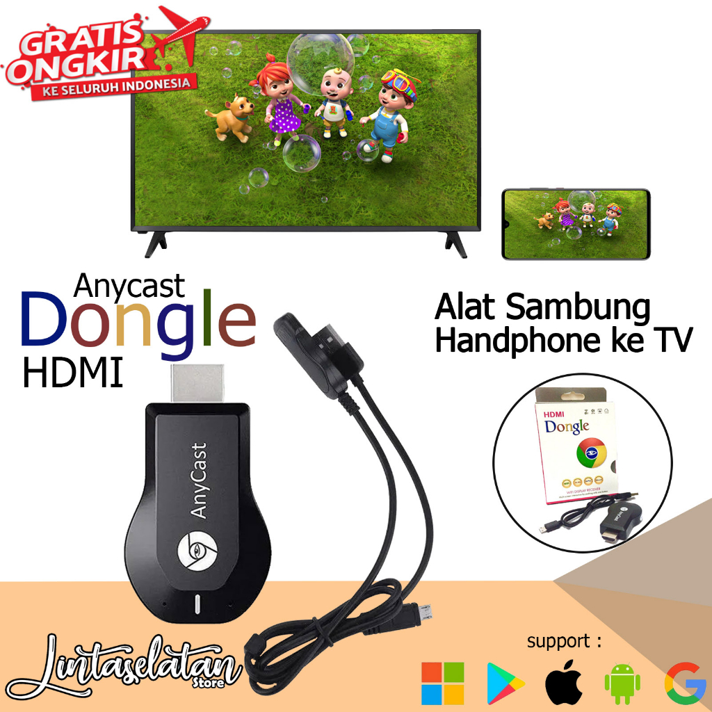 Screen Mirroring Anycast Dongle Wifi HDMI Display Receiver Menyambungkan Ke Tv HDMI