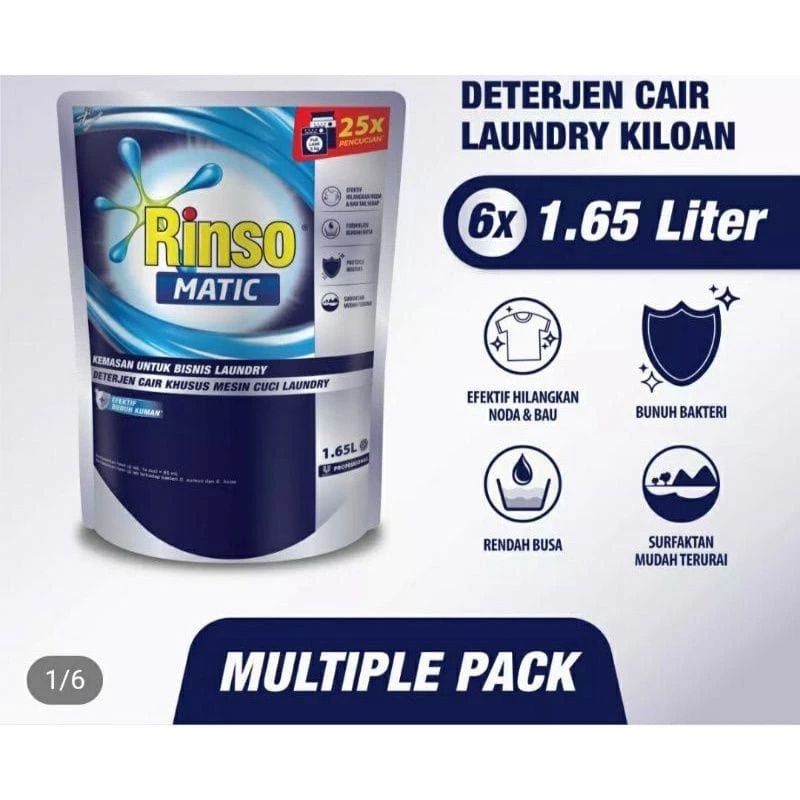 Rinso Cair Matic 1,65L / Detergen Cair/Detergen Cair Laundry Kiloan/Rinso Sabun Cair