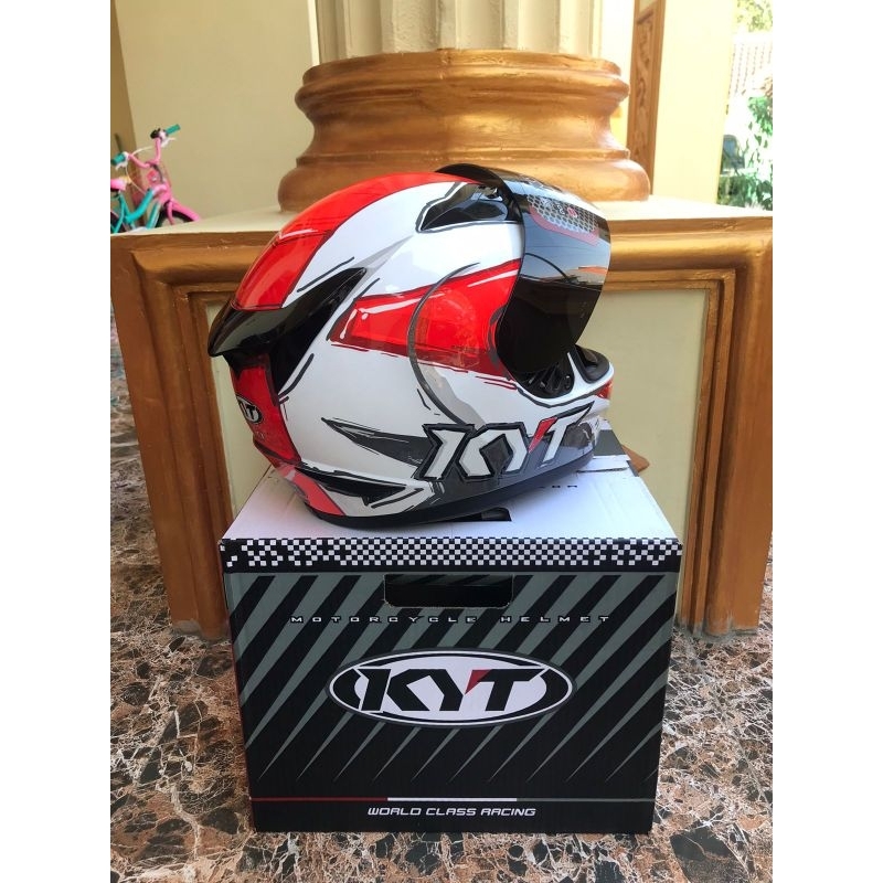 HELM KYT R10 SERI 6 WHITE/RED ORIGINAL PRODUK