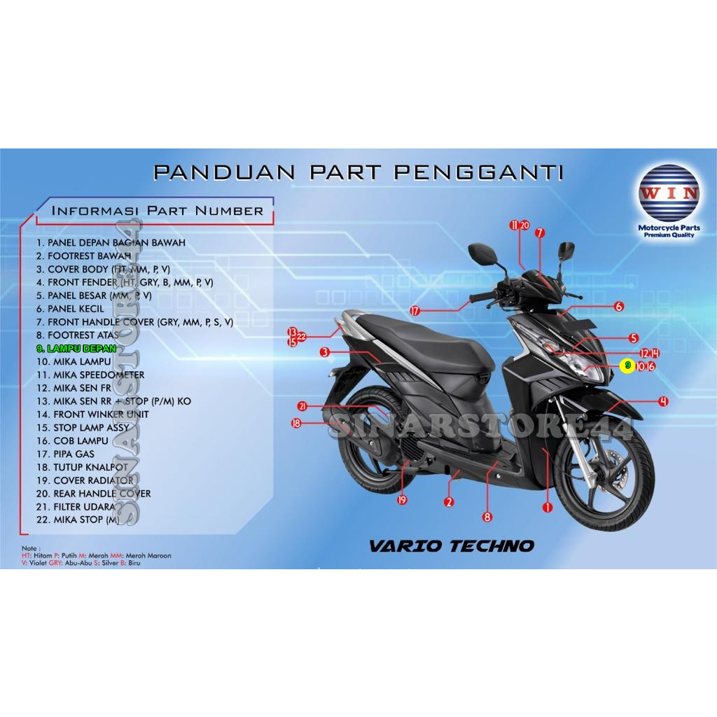 Lampu Depan Vario Techno 110 Karbu 2009 2010 2011 | reflektor headlamp WIN | head lamp light headlig