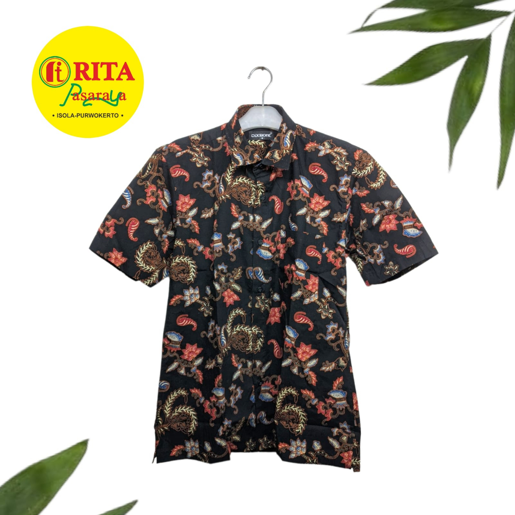 DIXMONT Kemeja Batik Pria / Batik Lengan Pendek