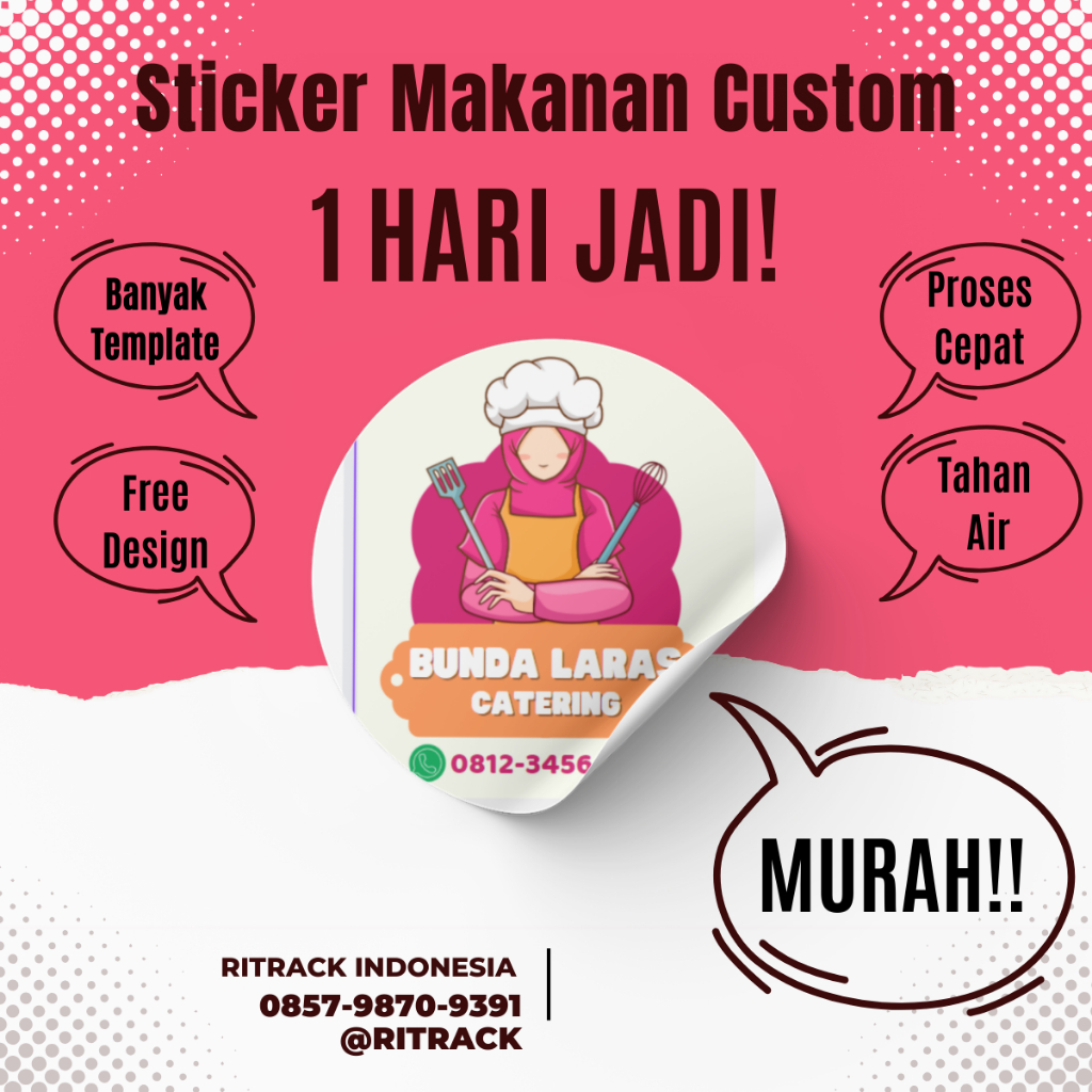 

Stiker siap pakai Murah Custom Label Kemasan Makanan Minuman Premium Tahan Air