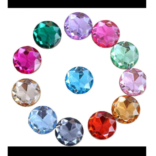 15mm Payet Diamond Kristal Resin Jahit 100 pcs Eceran