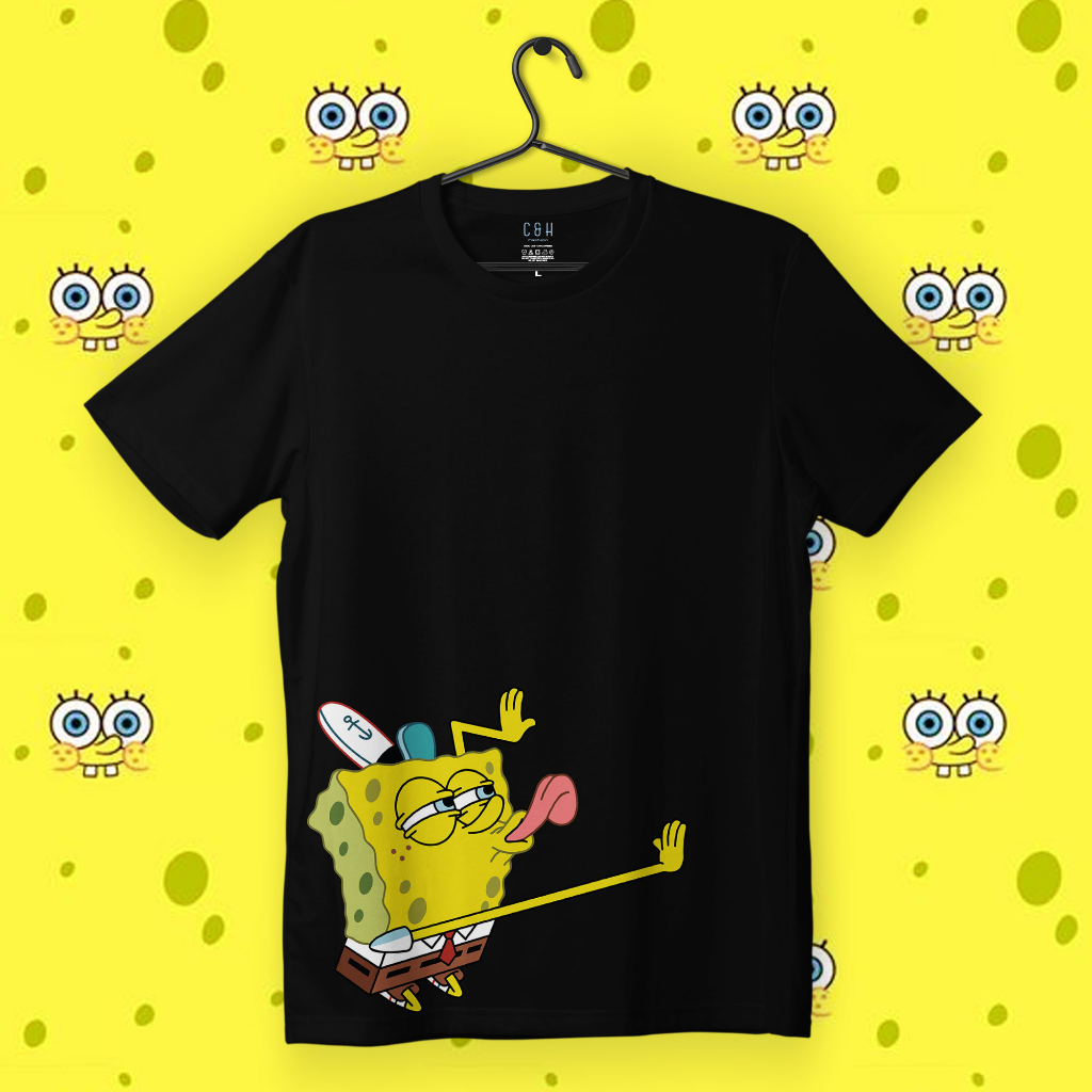 KAOS KARTUN SPONGEBOB | KAOS DISTRO PRIA WANITA ORI BY C&H | CHSPB 021