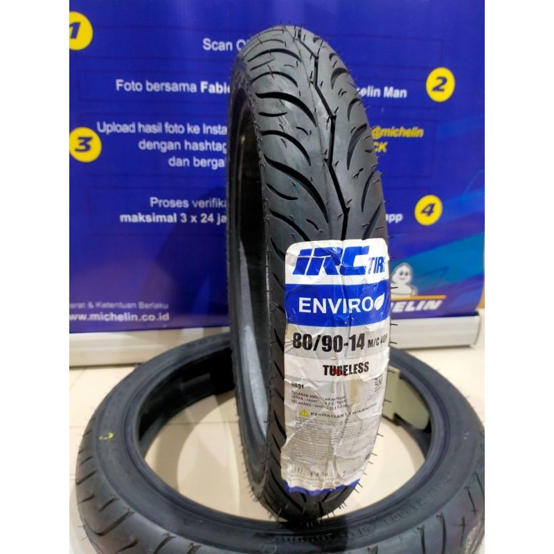 BAN LUAR IRC 80/90/14 TUBELESS