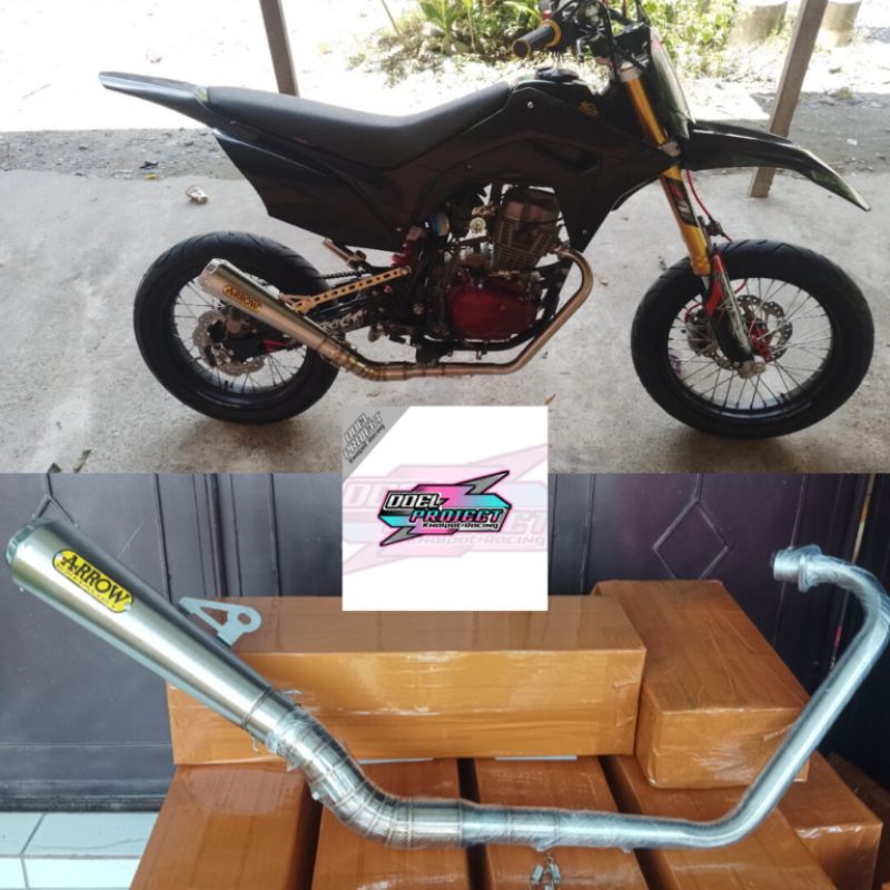 knalpot kolong klx crf dtracker wr155 ARROW satu set termasuk triplat