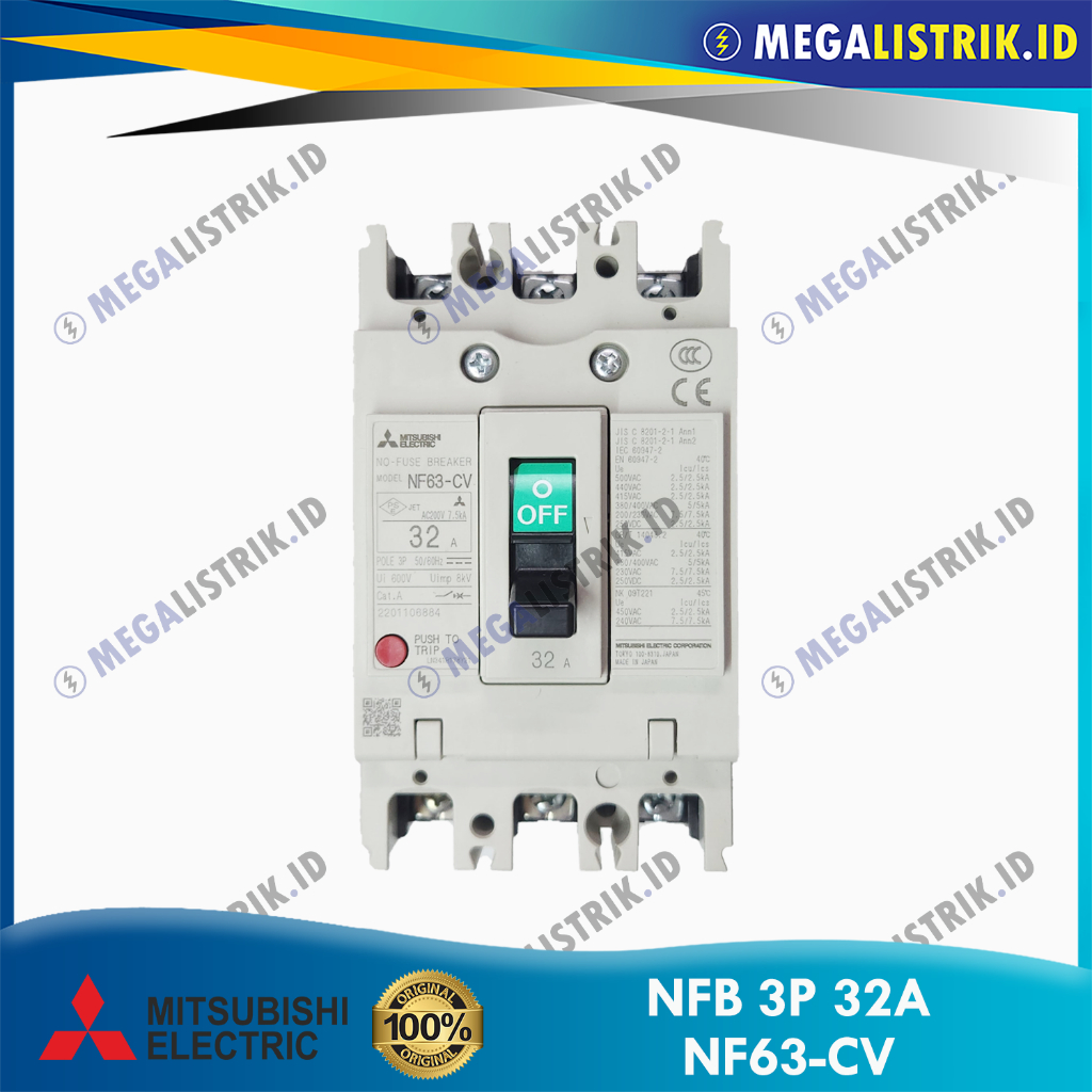 MITSUBISHI NFB 3P 32A NF63-CV / MCCB / NO FUSE BREAKER NF63CV 3 PHASE 32 AMPERE